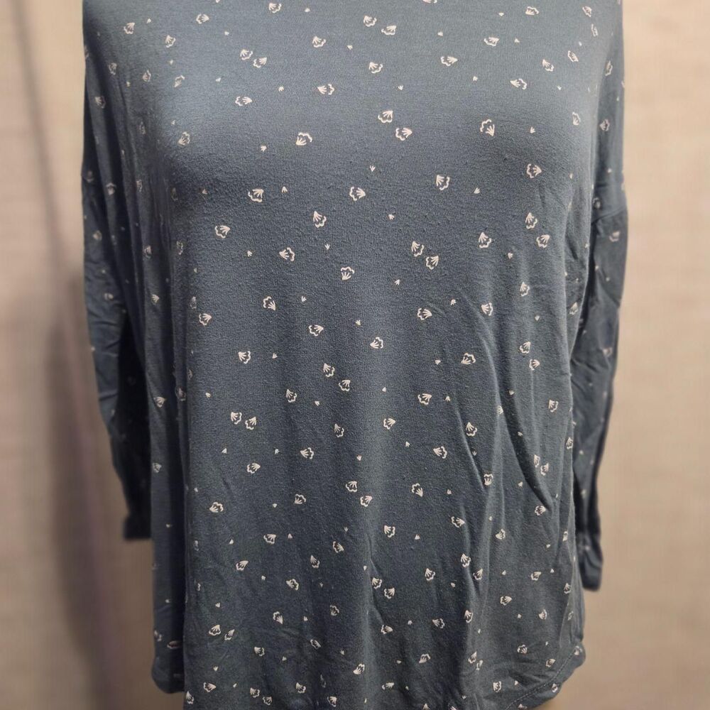 Loft - Teal Ditsy Patterned Top
